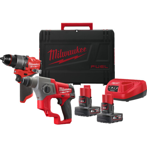 Milwaukee M12 Powerpack boremaskinesæt, m. batterier og lader billede