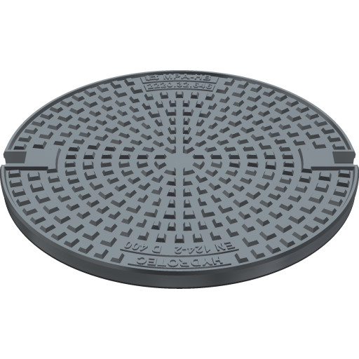 Duco 600 mm dæksel med pakning og fjederlås, 40 t, SG SORT