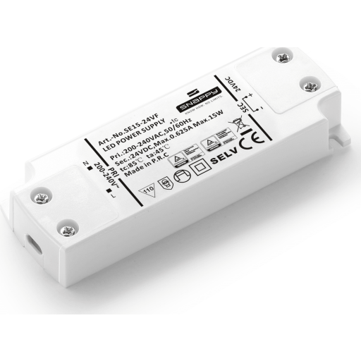 Snappy LED Driver 15W 24VDC, - lille og robust, uden dæmp