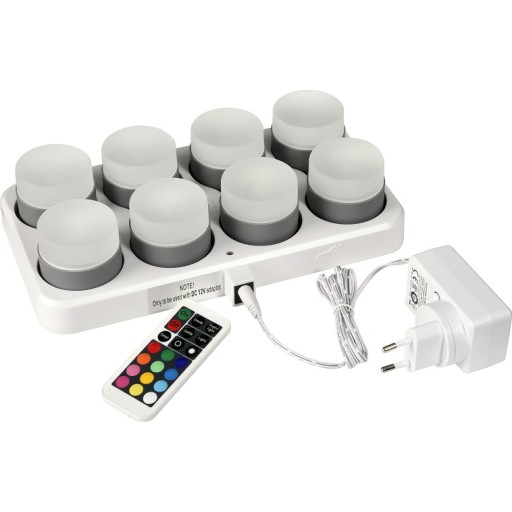 Duni Mini genopladelige LED indsats m/farvet lys - 8 stk