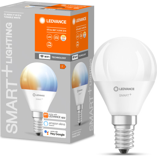 Ledvance Smart+ Wifi E14 klotlampa, justerbar vit, 4,9W, 1 st