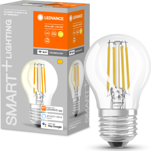 Ledvance Smart+ Wifi E27 kronepære, 2700K, 4W billede