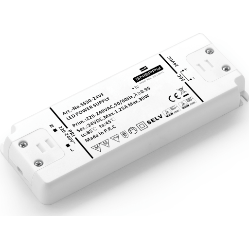Snappy LED Driver 30W 24VDC, - lille og robust, uden dæmp