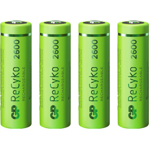 GP ReCyko genopladelige AA batterier, 2600mAh, 1,2V - 4 stk