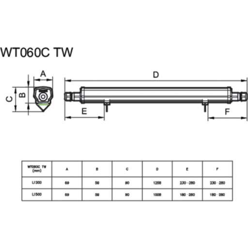 Ledinaire Industriarmatur WT060C 5600 lm, 840, 46W, TW1, 1500 mm