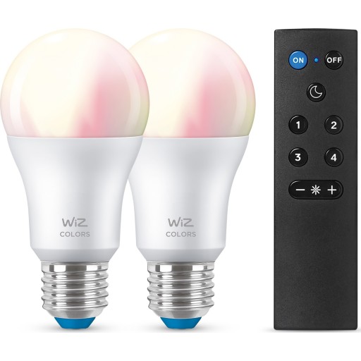 Wiz E27 standardpære, fargeendring + hvit, 2-pack