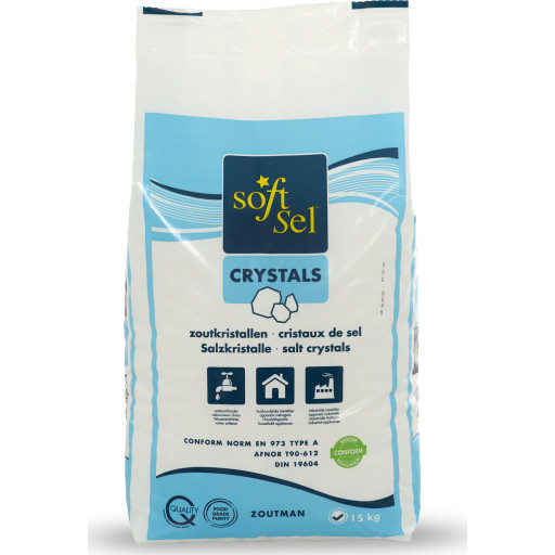 Saltkrystaller til blødgøringsanlæg 15 kg.