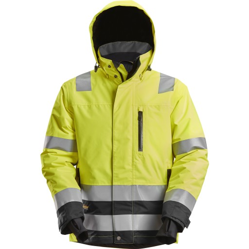 Snickers High Vis Vinterjakke 1132 Vandtæt Gul Sort Kl 3 2xl Fra Snickers Workwear