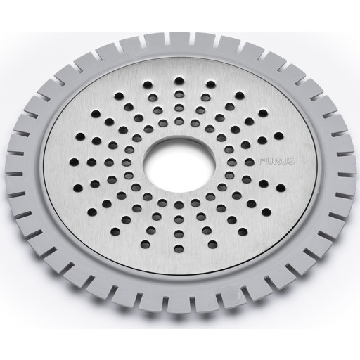 Purus Sun afløbsrist, til microcement, Ø150 mm, børstet rustfrit stål
