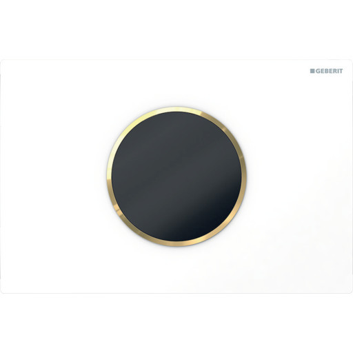 Geberit Sigma 10 Round betjeningsplade, berøringsfri, batteridrift, hvid/guld