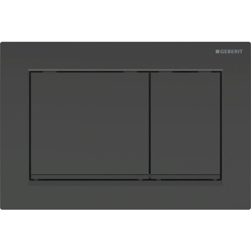 GEBERIT Omega20 betjeningsplade til dobbeltskyl, blank sort, matte design striber