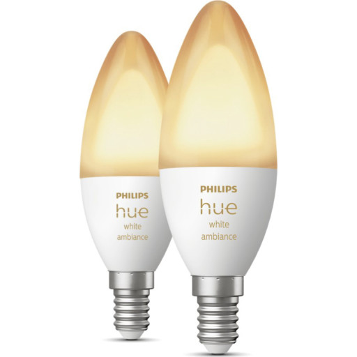 Philips Hue White Ambiance E14 kertepære 2-pak