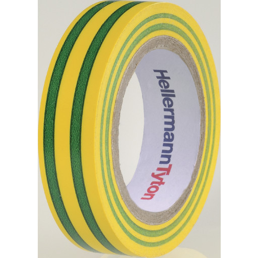 10 stk Hela Vinyltape, PVC-isolasjonstape 15 mm X 10 m, grønn/gul