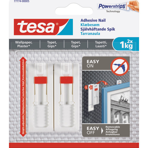 Tesa Powerstrips klæbesøm 1 kg 2-pak justerbare i hvid billede