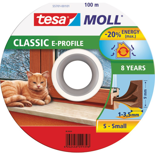 tesamoll® gummitætningsliste E-profil 100mx9mmx4mm brun