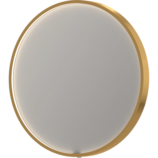 Sanibell Ink SP24 spejl med lys, dæmpbar, dugfri, Ø60 cm, børstet mat guld