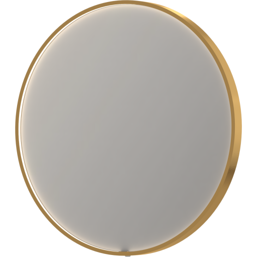Sanibell Ink SP24 spejl med lys, dæmpbar, dugfri, Ø80 cm, børstet mat guld