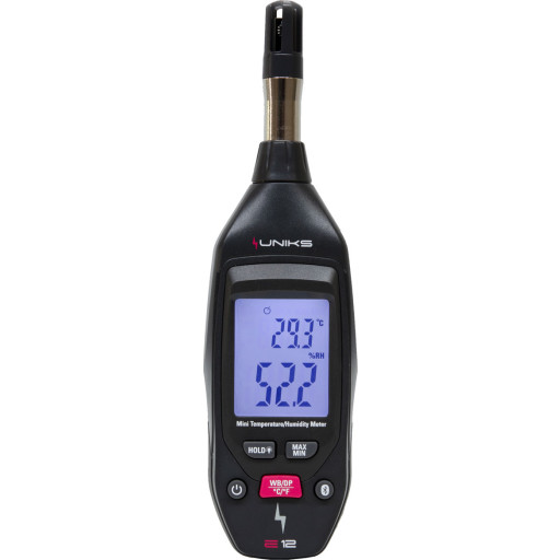 Fuktighets- og temperaturmåling med Bluetooth og app, UNIKS E12 Backuptype - El