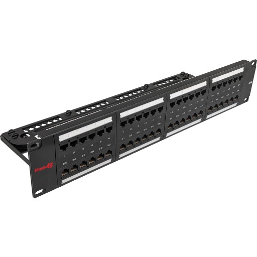 Simply45 RJ45 Patchpanel Rack 48 Port, loaded, CAT6, uskærmet