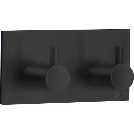 Smedbo beslagsboden dobbelt krog. sort. selvklæbende.