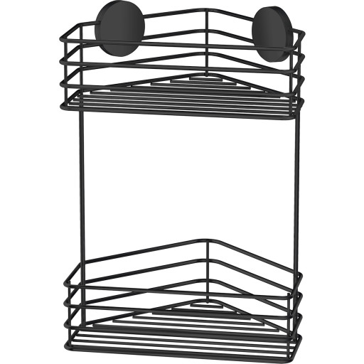 Hjrne brusekurv i 2 niveauer, selvklbende, sort - Smedbo Beslagsboden
