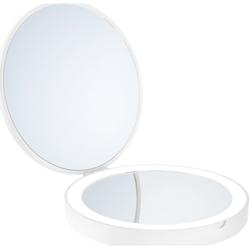 Smedbo Outline Lite taskespejl med lys, Ø12 cm, hvid