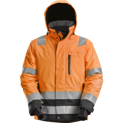 Snickers Vinterjakke 1131 High Vis Kl 3 Orange Sort Str Xl Fra Snickers Workwear