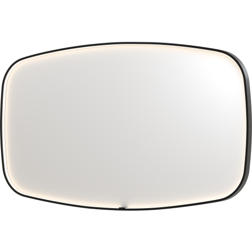 Sanibell Ink SP31 spejl med lys, dæmpbar, dugfri, børstet metal sort, 140x80 cm