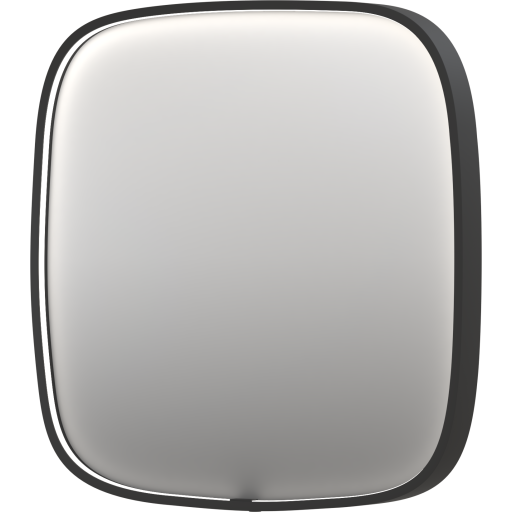 Sanibell Ink SP31 spejl med lys, dæmpbar, dugfri, mat sort, 100x100 cm