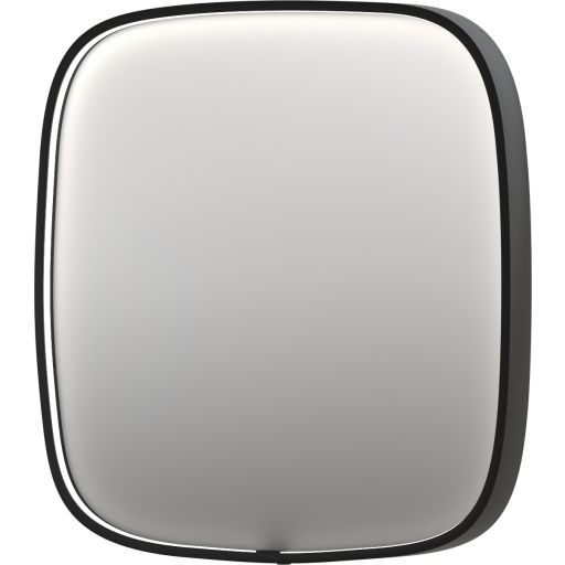 Sanibell Ink SP31 spejl med lys, dæmpbar, dugfri, børstet metal sort, 60x60 cm