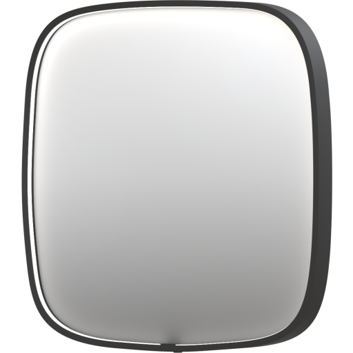 Sanibell Ink SP31 spejl med lys, dæmpbar, dugfri, mat sort, 40x40 cm