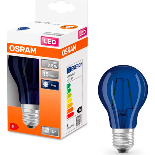 Osram Dec&oacute;r E27 standardlampa, bl&aring;