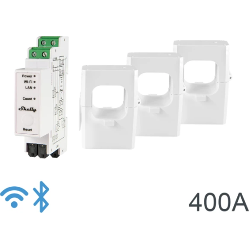 Billede af Shelly Pro 3EM 400A, WiFi 3-faset energimåler, 400A