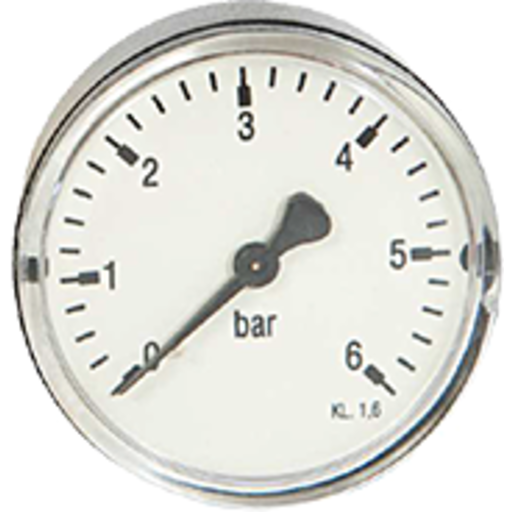 Manometer Ø63, 1/4" Bakovervendt, 0-10 bar Backuptype - VVS