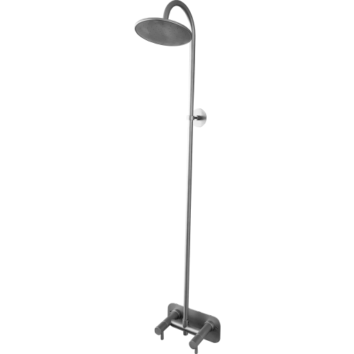 Frostline Duo væghængt udendørsbruser, til 30-55 cm væg, rustfrit stål