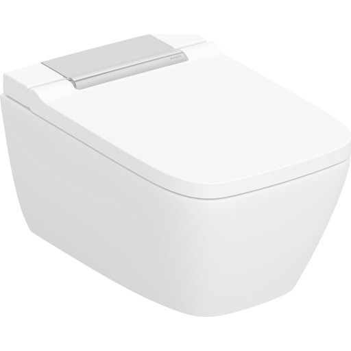 Geberit AquaClean Sela Square douchetoilet, uden skyllekant, rengøringsvenlig, hvid/krom