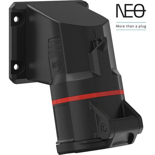 10 stk CEE Socket NEO innebygd 16A 5P, 6H, rød, 400V, vinklet, fjær Backuptype - El
