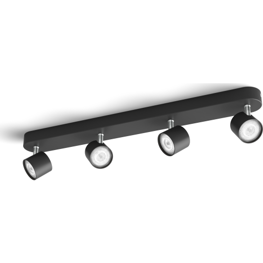 Philips Star lofts-/vægspot, 4x, Overflade spotlys, LED, 2700 K, 2000 lm, 220-240 V, Sort