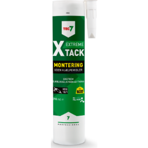Tec7 monteringslim X-tack, foliepose 400 ml, hvit Backuptype - Beslag