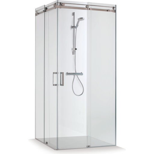 Brasta Vesta brusehjørne, 88x88 cm, klart glas, sort profil