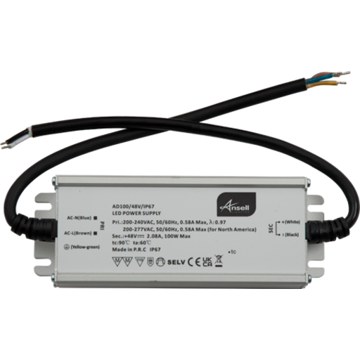 Ansell Lighting udendørs LED driver, 48V, 100W
