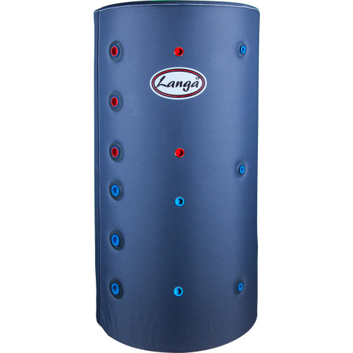 Langå buffertank, isoleret, sanitetsspiral, solspiral, 140 liter billede