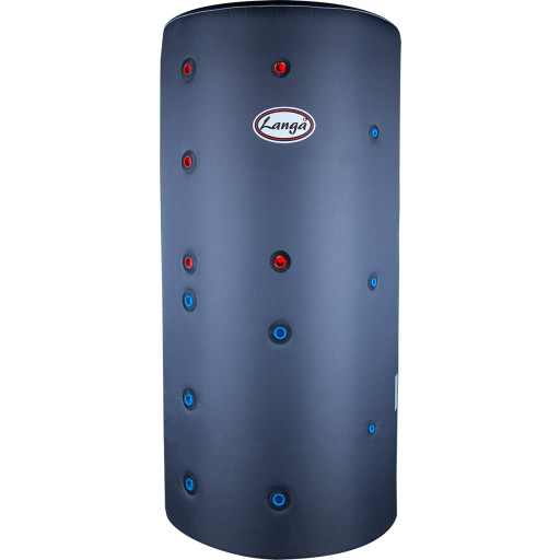 Langå buffertank, isoleret, sanitetsspiral, solspiral, 500 liter
