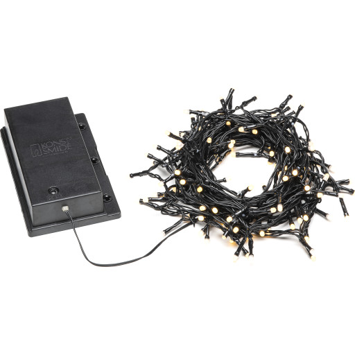 Konstsmide ljusslinga utomhus, batteri, 120 varmvita ljus, 11,9 meter