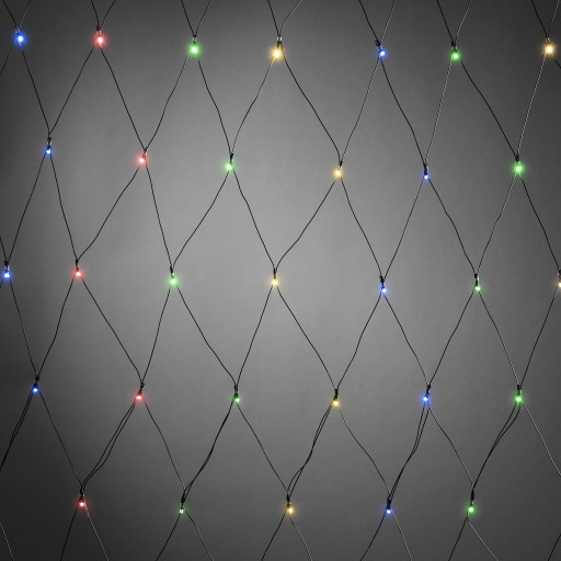 12 stk Konstsmide udendørs lysnet, batteri, 80 farvede lys, 160 x 80 cm