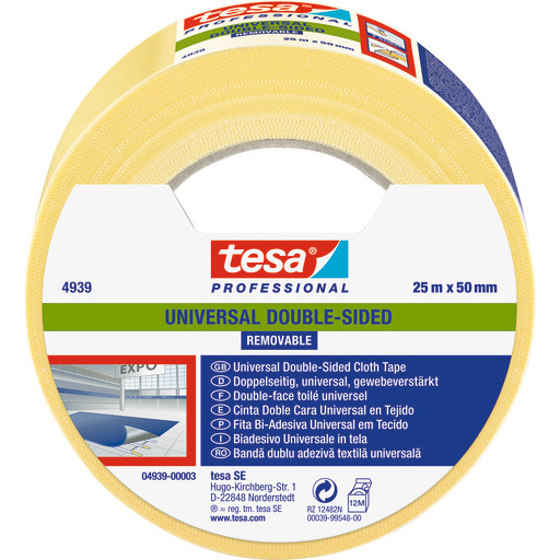 tesa dobbeltklæbende tæppetape 4939, aftagelig, 50 mm x 25 m