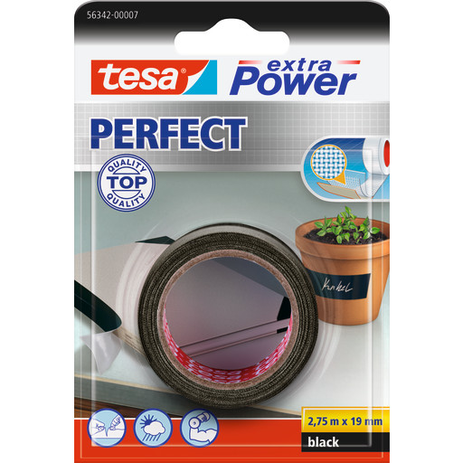 Tesa Perfect Lærredstape 19 mm x 2,75 m - Sort