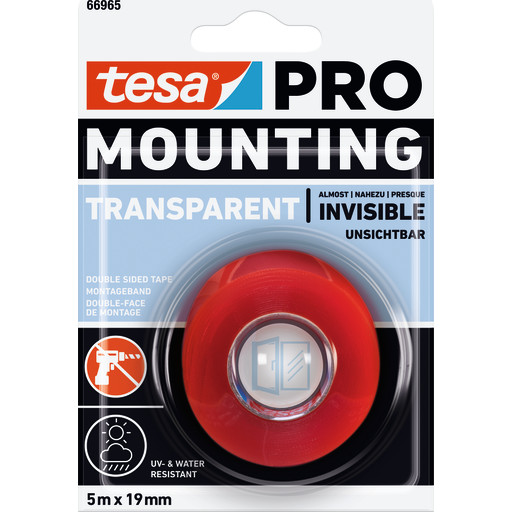 Tesa Pro dobbeltklæbende monteringstape, 19 mm, 5 meter billede