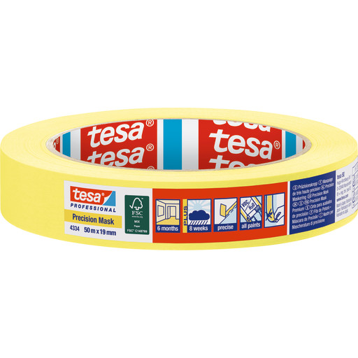 tesa Precision Mask Masking Tape 50m x 19mm Yellow