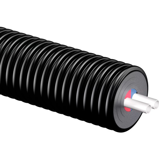 15 meter Uponor Ecoflex Thermo Twin præisoleret pex rør, 2x25 mm